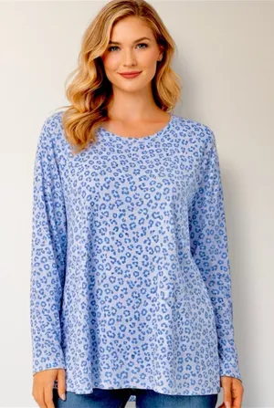 J. Crew M Blue Leopard Print Tunic Cotton‎ Long Sleeve Casual Animal Top NWT thumbnail 1
