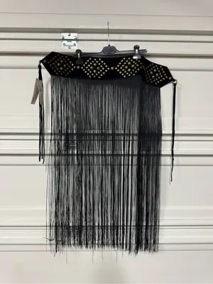 Zara Limited Edition Studded Tassel Sash Belt Black Gold Size US 30 New thumbnail 7