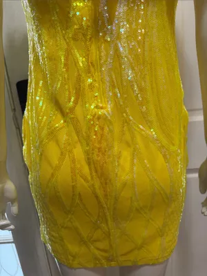 Banjul Yellow Sequin Ruffle Strap Mini Dress thumbnail 13