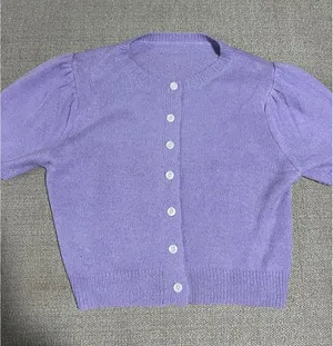 Purple Short Sleeve Sweater Size M thumbnail 1