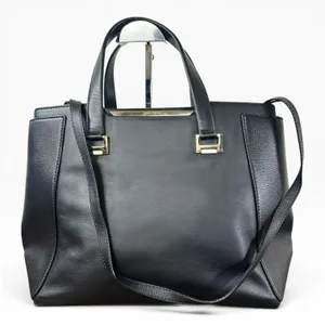 Jimmy Choo Satchel Bag Womens Large Black Leather Top Handle Work Purse Italy thumbnail 1