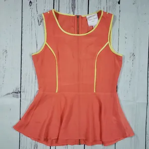 Romeo + Juliet Couture Orange Sleeveless Zippered Peplum Top Women's Size XS thumbnail 1