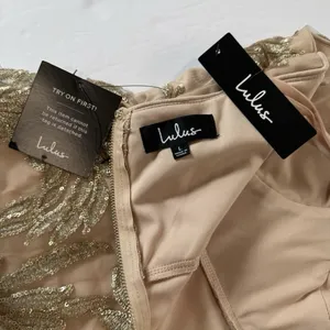 NWT Lulus Trinity Nude Gold Sequin‎ Sleeveless Midi DressSize LARGE thumbnail 11