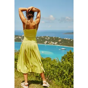 Free People FP Beach Liza Drop-Waist Midi Dress Balloon Apple Green Size XS New thumbnail 8