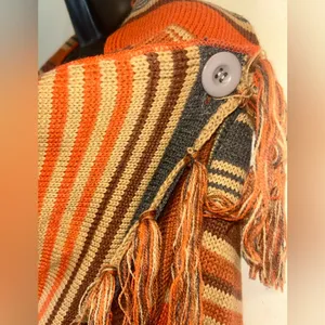 Large/extra large Boho coat. Open front shoulder button. Orange Size XL thumbnail 6