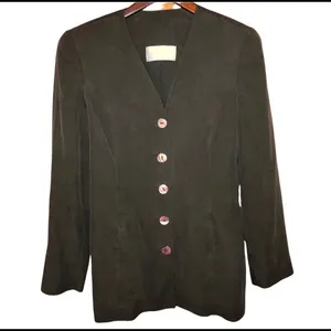 Vintage 90s Dana Buchman button down army green cottagecore Blazer thumbnail 2