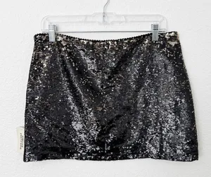 [Vintage] Forever 21 Black Gold Sequined Low Rise Mini Skirt Y2K 90s Sz Large L thumbnail 2