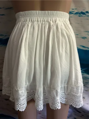 Aeropostale Women’s White Crochet Hem Mini Skirt SZ XS thumbnail 4