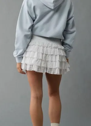 American Eagle White Ruffle Skirt thumbnail 1
