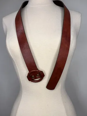 Womens Leather Boho Minimalist Brown Buckle Belt thumbnail 4