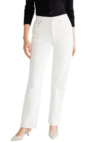 Aeropostale High Rise Baggy White Cream Jeans Sz 4R Casual Minimalist Old‎ Money thumbnail 1