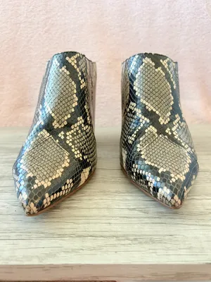 Sam Edelman Reverie Desert Snake Leather Pointed 4" Stacked Block Heel Mule 7.5 thumbnail 2