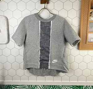 Nike Women’s Tech Fleece Gray Short Sleeve Crew Sweatshirt - Size - Medium thumbnail 1