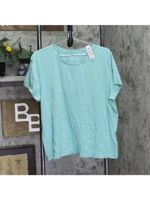 NWT State of Day Womens Cotton Blend Short-Sleeve Sleep Tee Canton Blue Green XL thumbnail 2