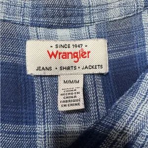 Wrangler Blue White Black Plaid Pintuck Blouse Western Boho Size Medium thumbnail 10