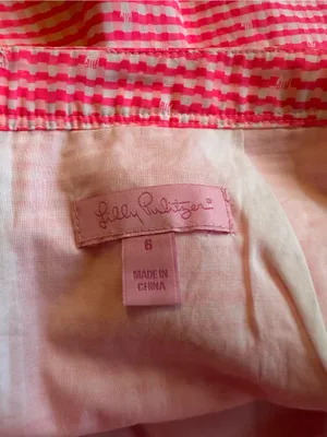 Lilly Pulitzer thyme skirt fiesta pink gingham style 48545 size 6 preppy no flaw thumbnail 5