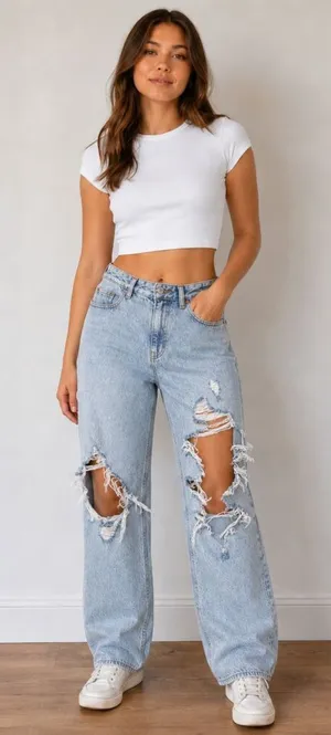 Pacsun 90s Boyfriend Jeans Womens 26 (actual 25x29) Blue Denim Distressed Zip thumbnail 1