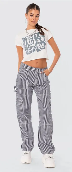 Edikted Striped Pants Cargo thumbnail 1