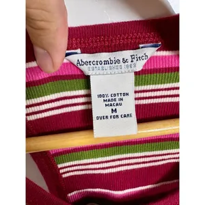 Abercrombie & Fitch Red Pink Striped Ribbed Knit Racerback Tank Top Y2K Size M thumbnail 4