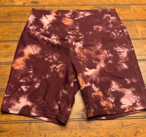 DSG Women's Tie Dye Biker Shorts Size L‎ Burgundy Pink Athletic Workout thumbnail 1