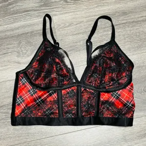 Victoria's Secret Longline Plaid Lace‎ Bustier Crop Large thumbnail 4