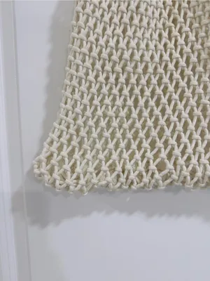 Boho Macramé Cotton Rope Market Tote Bag | Handmade Ivory Woven Beach Shopper thumbnail 4