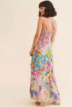 Anthropologie Vibrant Floral Maxi Dress size xsp and LP thumbnail 2