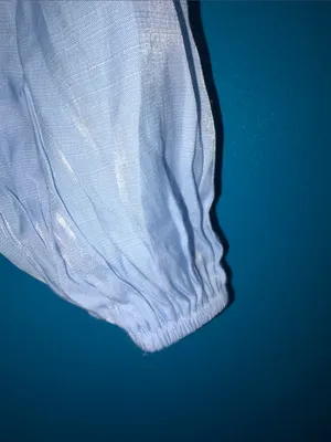 Light Blue Off-Shoulder Crop Top with tie back thumbnail 3