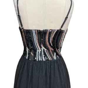 Dress The‎ Population Block Print Tiered Sequin Tulle Dress Size Small thumbnail 6