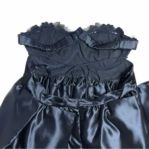 For Love & Lemons Black Virginia Mini Dress with Satin Gloves Womens M thumbnail 6