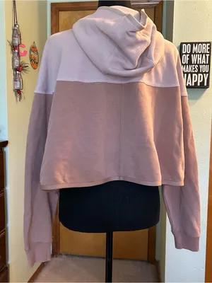 Nike two tone color block tan brown cropped oversized hoodie size S casual thumbnail 3
