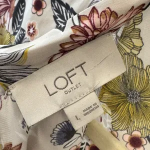 Loft Outlet Floral Tie Back Sleeveless Blouse Cream Yellow Large 506324 Casual thumbnail 6