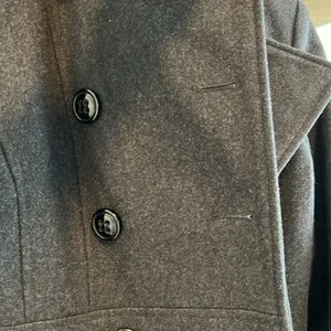 Giacca Button Front Wool Blend Heavy Weight Pea Coat w/Hood & Pockets, S thumbnail 3