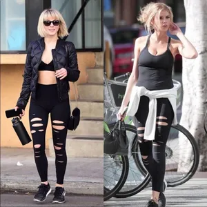 Alo Yoga High Waisted Ripped Warrior Legging in Black‎ Size Medium thumbnail 2