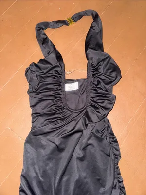 Oh Polly Black Deep V Ruched Bodycon Mini Dress thumbnail 4