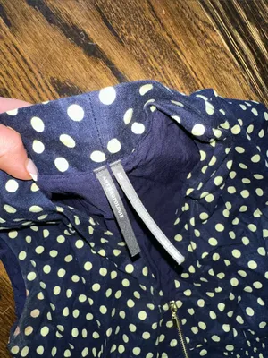 Anthropologie Tommie Cap sleeve Navy and Yellow Polka Dot Zip-Front Mini Dress thumbnail 6