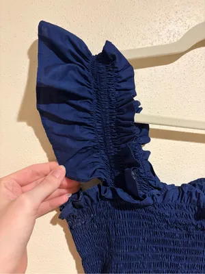Hill House Ellie Nap Tiered Ruffle Midi Dress Navy Blue Size Medium thumbnail 7