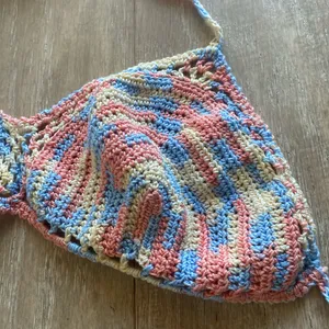 Crochet knit pastel boho bralette top XS NEW thumbnail 3