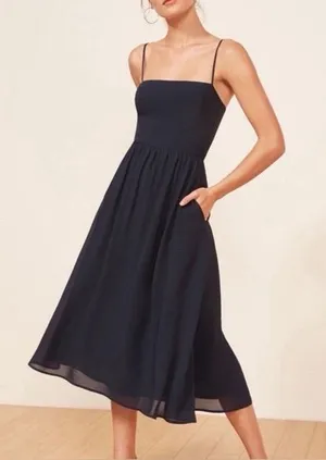 Reformation Rosehip Midi Dress Navy Blue Size 6 thumbnail 1