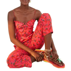 FARM Rio Pink Floral Ruffle Jumpsuit – Size Small thumbnail 1