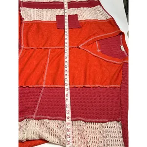 POL Patchwork Thermal Top Small Oversized Cropped Raw Hem Colorblock Boho thumbnail 7