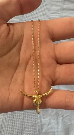Gold longhorn necklace thumbnail 1