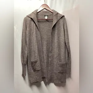 J crew wool blend open front long cardigan Taupe Brown. Size Small. thumbnail 10