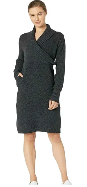 Royal‎ Robbins Womens Cotton Sweater Dress L Charcoal Gray Shawl Neck Y317008 thumbnail 1