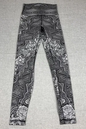 Lululemon Leggings Womens 4 Black Floral Geometric High Rise Ankle Yoga Pants thumbnail 1