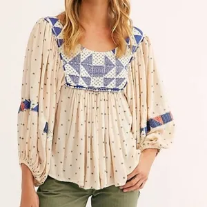 free people patchwork peasant blouse thumbnail 1