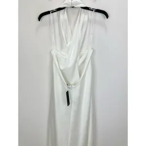Lulus Beyond Classy White Satin Halter Midi Dress Cocktail Wedding XXL NWT thumbnail 9