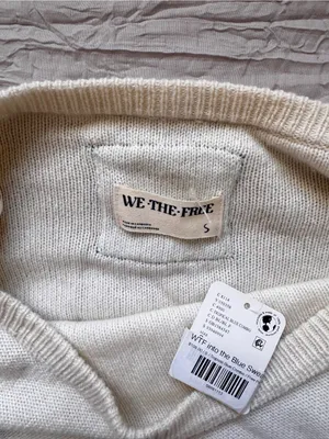 We The Free Cream Cropped Crew Sweater with Teal Trim thumbnail 3