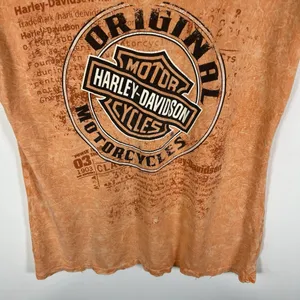 Harley‎ davidson v neck short sleeve shirt Womens Size M Orange Texas Motorcycle thumbnail 3