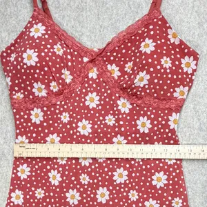 Y2K No Boundaries Red Daisy Polka‎ Dot Lace Trim Cami Dress 11-13 Cottagecore thumbnail 7